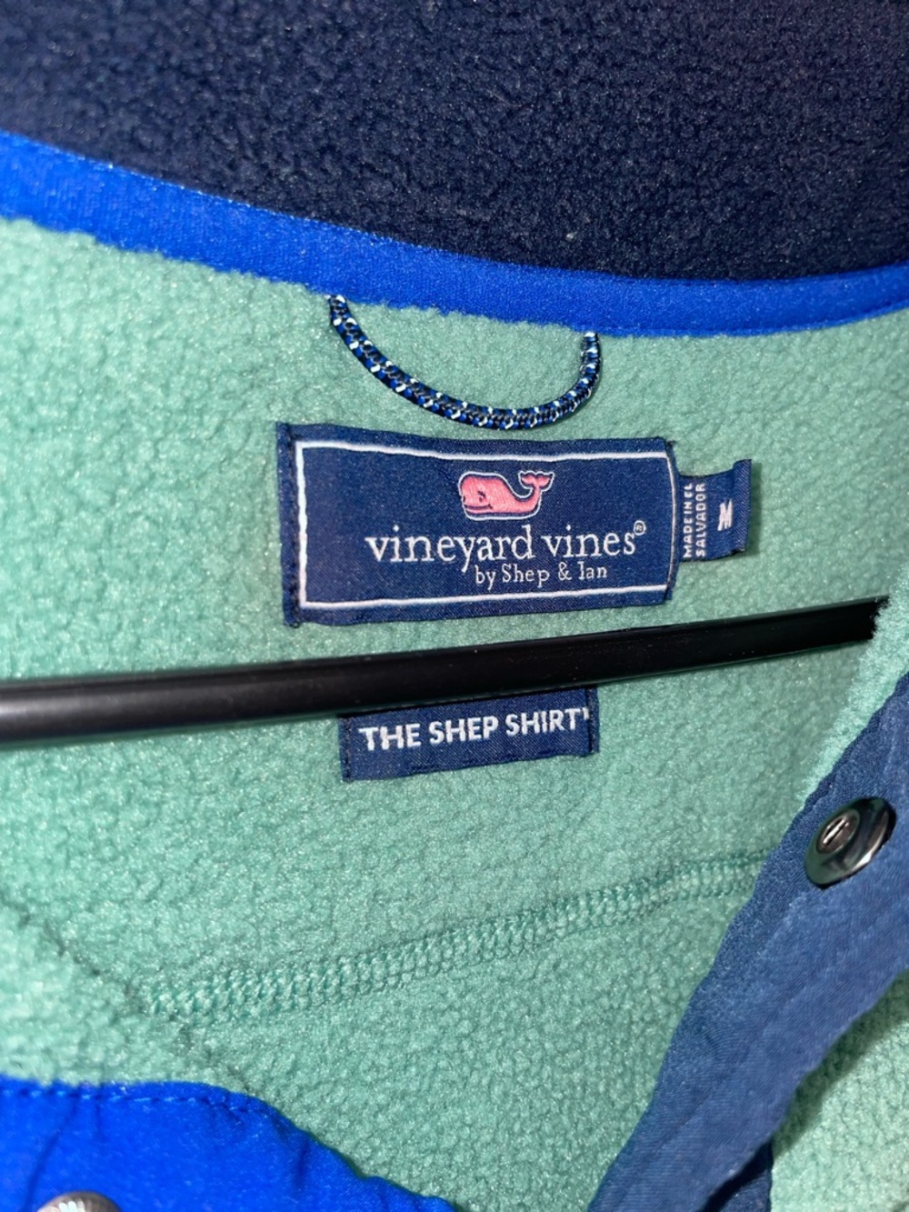 Vineyard Vines Shep Shirt Fleece Pullover Womens Medium Green Snap Front - Picture 2 of 3
